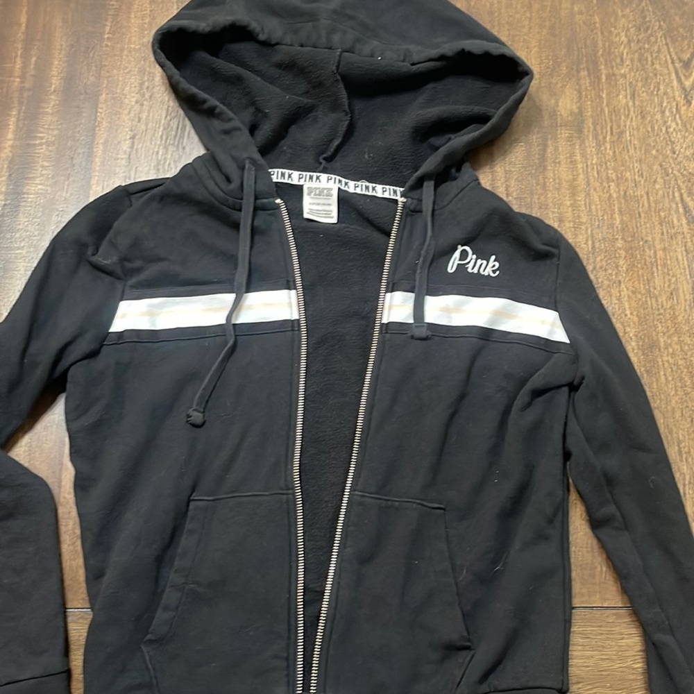 Pink zip jacket black